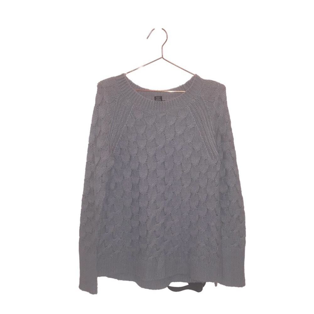 Ann Taylor factory open knit smoky blue sweater size medium